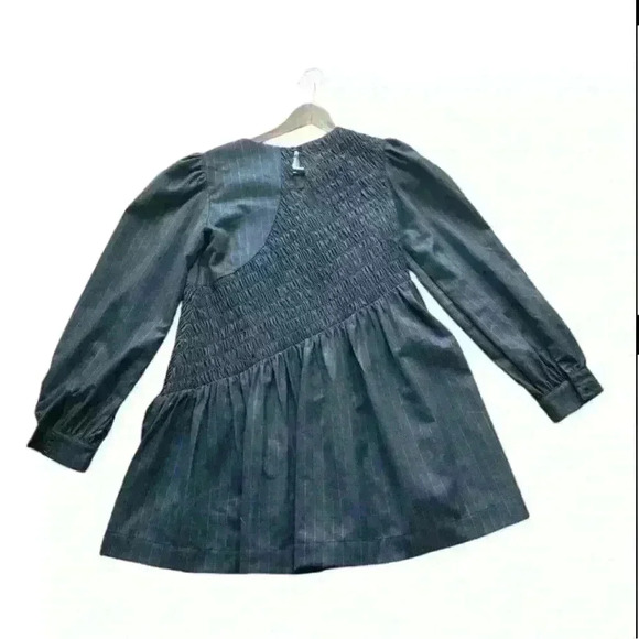 Jacquie the label Tiered Minidress size S charcoal gray with pinstripes. - Picture 6 of 8